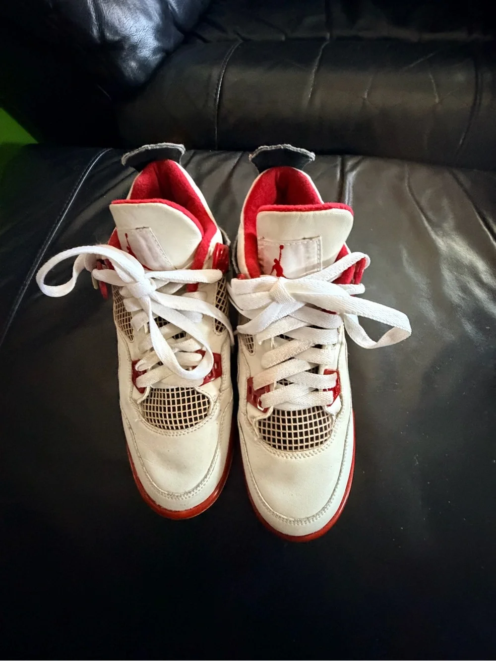 Kids Jordan 4’s White and Red Basketball Sneakers Sz 6Y